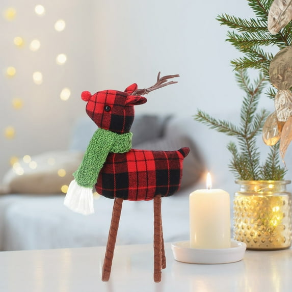 YIMWNYI Christmas Deer Doll Ornament, Holiday Decoration, Soft Knitted Design, Festive Home Decor, Unique Christmas Gift, Whimsical Deer Figurine