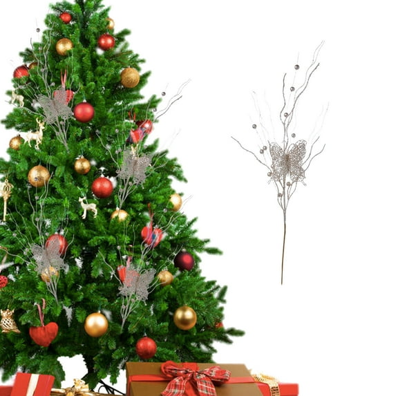 YIMWNYI Christmas Long Gold Glitter Branches, Holiday Party Decoration, Elegant Festive Décor, Versatile Home Decoration, Reusable Plastic Christmas Cuttings, Shimmering Berry Accents