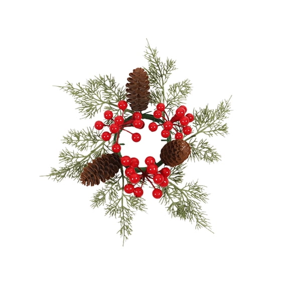 YIMWNYI Christmas Simulation Wreath with Candle Holder, Pine Cones Decoration, Festive Table Centerpiece, Holiday Home Decor, Elegant Entryway Ornament, Reusable Biodegradable Material