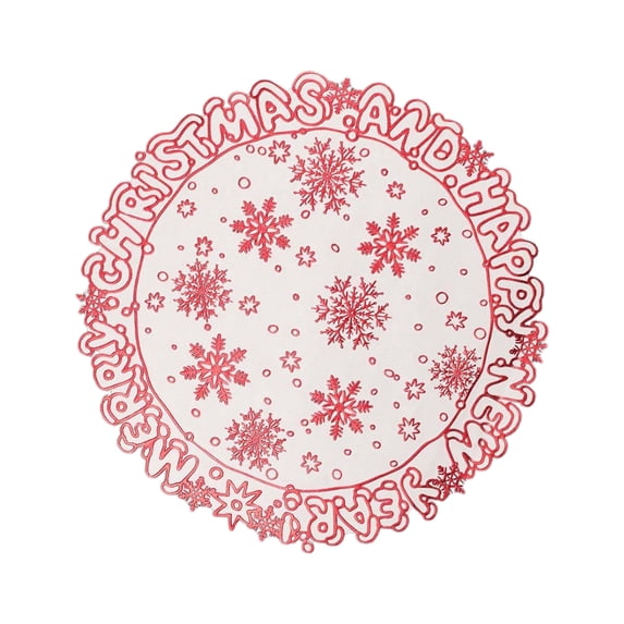 YIMWNYI Christmas Snowflake PVC Table Mat, Waterproof Round Placemats, Scalding Resistant, Festive Table Decoration, Durable Easy to Clean, Elegant Holiday Decor