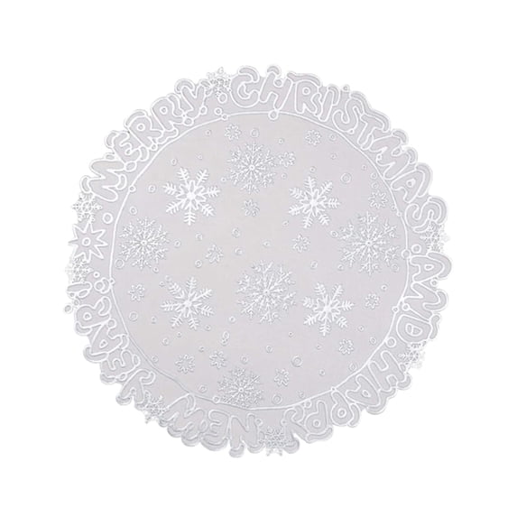 YIMWNYI Christmas Snowflake PVC Table Mat, Waterproof Round Placemats, Scalding Resistant, Festive Table Decoration, Durable Easy to Clean, Elegant Holiday Decor