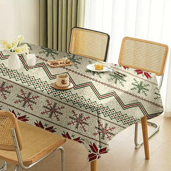 YIMWNYI Christmas Tablecloth Red White, Outdoor Picnic Mat, Durable Soft Fabric, Easy Care Decoration, Ideal for Parties and Events, Versatile Home Decor