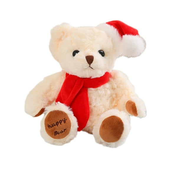 YIMWNYI Christmas Teddy Bear Doll, Soft Polyester Festive Doll, Santa Hat Teddy Bear Decor, Cute Sofa/Bedside Ornament, Lightweight Easy-Store Decor, Festive Gift Teddy Bear