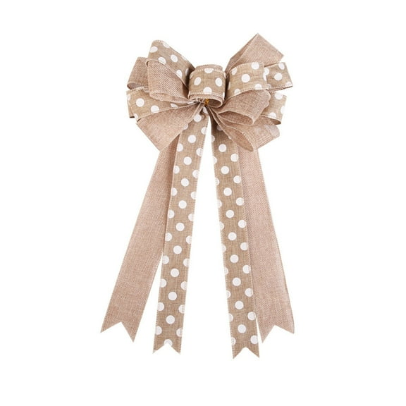 YIMWNYI Christmas Tree Topper Bow with Patterned Ribbon, Holiday Decoration, Festive Home Decor, Large Bow with Snowflake Design, Perfect for Christmas Tree, Wreaths, and Gift Wrapping