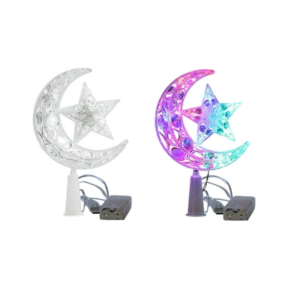 YIMWNYI Christmas Tree Topper Glowing Moon Pentagram Decoration, Festive Ornaments, Luminous Tree Decor, Shatterproof Plastic, Unique Holiday Supplies