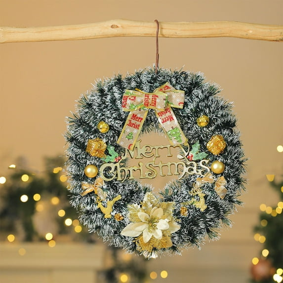 YIMWNYI Christmas Wreath, Holiday Decoration, Artificial Floral Wreath, Indoor Outdoor Decor, Pinecone and Golden Ball Wreath, Door and Wall Hanging
