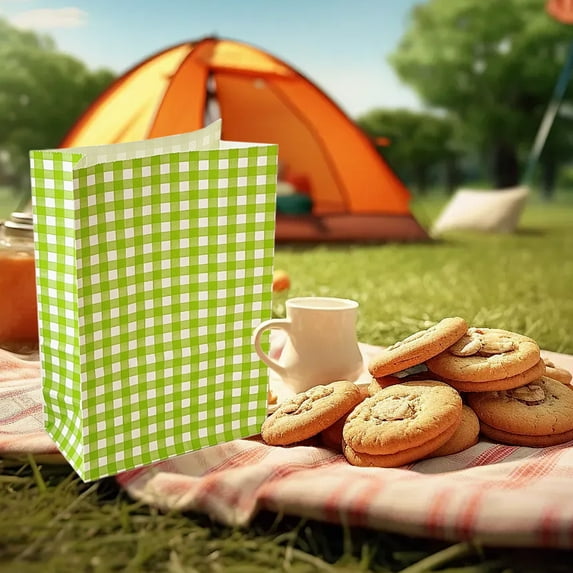 YIMWNYI Colorful Plaid Kraft Paper Bag Gift Wrap, Party Favor Bag, Cute Storage Organizer Bag, Perfect for Snacks and Small Gifts, Ideal for Picnics and Events, Eco-Friendly Paper Gift Bag