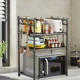 thumbnail image 1 of YIMWNYI Countertop Microwave Shelf, Multi-Functional Kitchen Organizer, Space Saving Storage for Utensils, No-Drill Installation, Durable Plastics Construction, Ideal for Pots and Pans Storage, 1 of 6