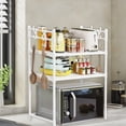 thumbnail image 1 of YIMWNYI Countertop Microwave Shelf, Multi-Functional Kitchen Organizer, Space Saving Storage for Utensils, No-Drill Installation, Durable Plastics Construction, Ideal for Pots and Pans Storage, 1 of 6