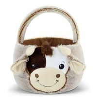YIMWNYI Cute Cow Easter Basket with Ears, Soft Cotton Easter Bucket for Boys and Girls, Perfect for Easter Egg Hunting, Candy, and Party Decorations, 10x8x6in