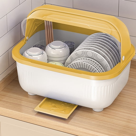 YIMWNYI Cutlery Storage Box with Lid, Stackable Kitchen Organizer, Large Capacity Plastic Dishes Holder, Practical Cutlery Box for Indoor and Outdoor Use, Easy to Clean and Durable