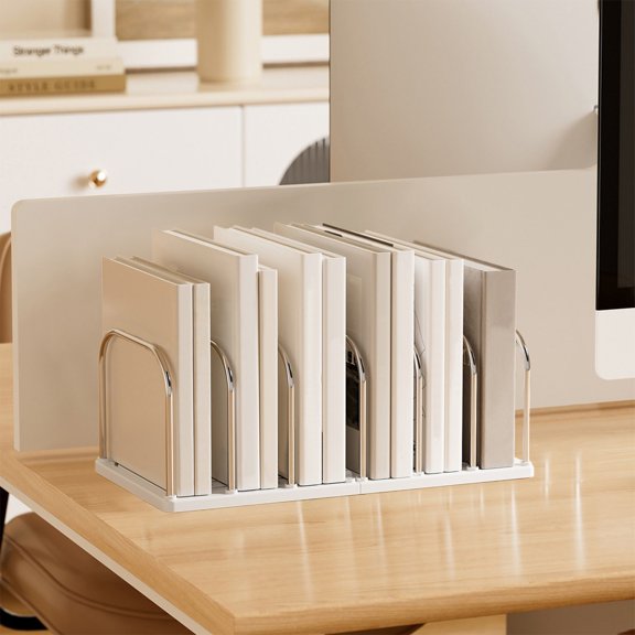 YIMWNYI Desktop Bookshelf, Plastic Material Book Storage Rack, Sturdy, Lightweight, Space Saving Organizer, Versatile File Storage, Easy Assembly, Durable Multi-layer Design
