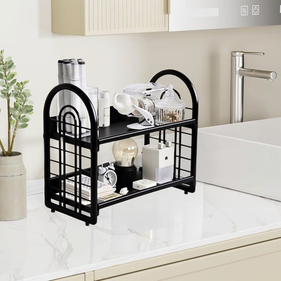 YIMWNYI Desktop Storage Rack Organizer, Kitchen and Bathroom Storage Holder, Spice Rack and Cosmetic Stationery Organizer, Versatile Display Shelf for Home and Office Solutions
