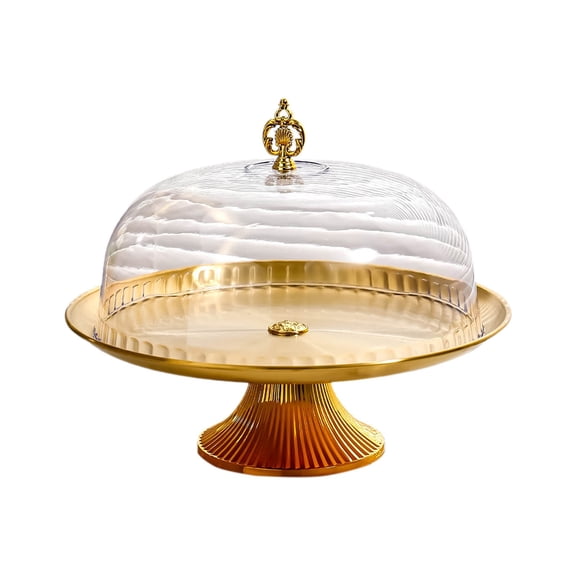 YIMWNYI Dessert Display Stand with Lid, Cake and Snack Serving Tray, Clear Acrylic Cover for Home & Party, Elegant 3-Layer Fruit Plateau, Durable Iron Base, Easy Clean, Protective and Stylish