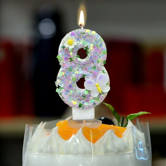YIMWNYI Digital Birthday Candle Cake Decoration, Multicolor Number Candles, Wax Birthday Party Candle, Floral Design Birthday Candles, Celebration Cake Accessories, Decorative Wax Candles