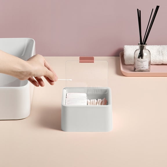 YIMWNYI Double Compartment Makeup Storage Box with Lid, Dust-Proof and Organized Desktop Storage for Cosmetics, Lipsticks, Makeup Remover Swabs, and Jewelry – Durable Plastic