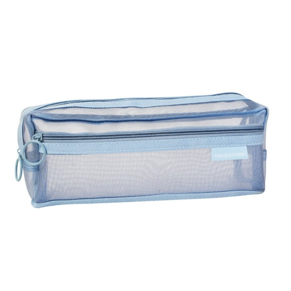 YIMWNYI Double Layer Transparent Mesh Pencil Case, Large Capacity Organizer for Office Supplies, Makeup, and Small Accessories, Durable Nylon Storage Box