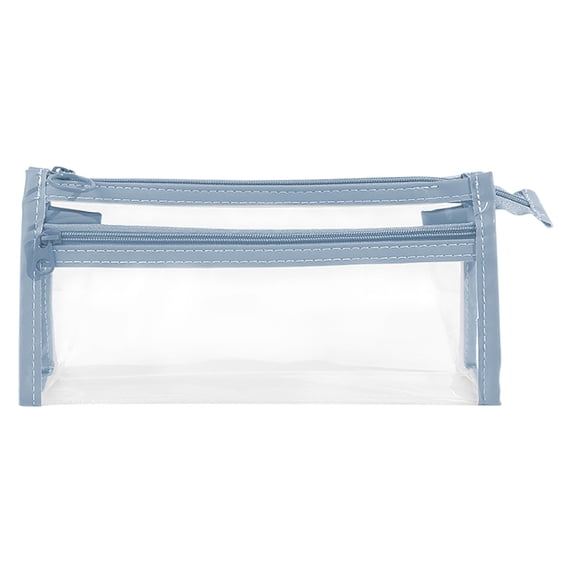 YIMWNYI Double Layer Transparent Pencil Pouch, Zippered Large Capacity Triangular Pencil Case for Stationery, Clear Pencil Organizer for Pens, Markers, and Art Supplies