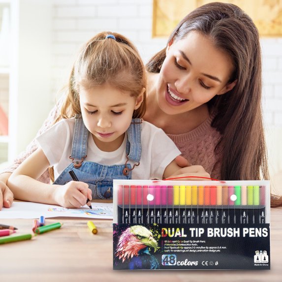 YIMWNYI Double Line Watercolor Pen Set, 24 Color Hand-Painted Highlighter Markers with Dual Tips, Ideal for Drawing, Illustration, and Creative Designs, Easy to Use, Smooth Coverage
