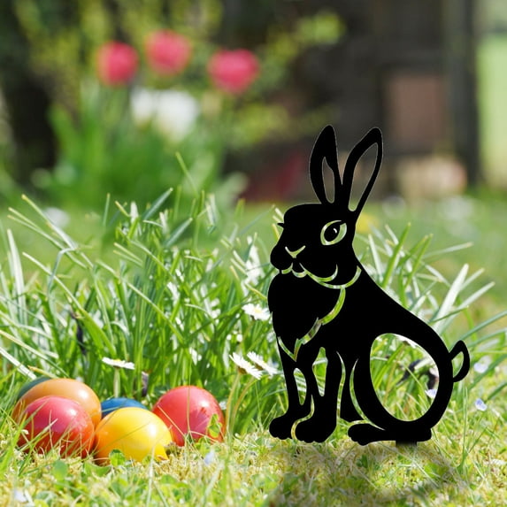 YIMWNYI Easter Bunny Acrylic Garden Stakes, Outdoor Yard Decoration, Weatherproof Lawn Ornaments, Easy Install Courtyard Sculptures for Festival Celebrations