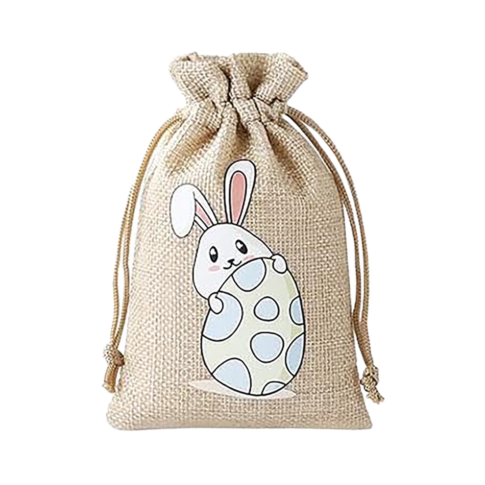 8PCS Bunny Drawstring Gift Bags 4x6in Linen Favor Bags For Easter