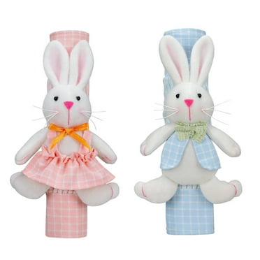 YIMWNYI Easter Handle Covers for Refrigerator, Oven, Microwave - Set of 2, Washable Multicolor Protective Covers, Kitchen Appliance Door Handle Covers, Bunny & Flower Design