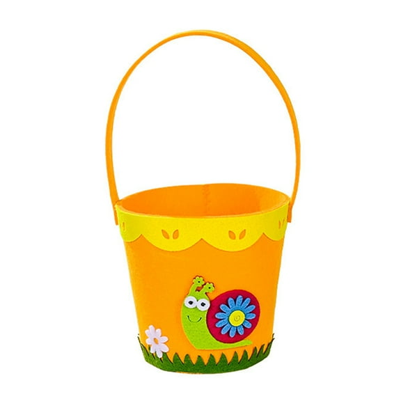 YIMWNYI Easter Round Portable Non-woven Bucket, Cute Chick Design Easter Basket for Kids, High-Quality Hand-Sewn Easter Decorations, Multipurpose Easter Candy Bag and Gift Idea