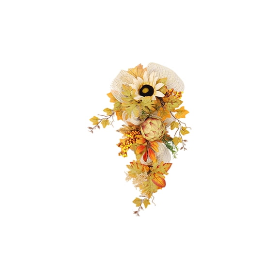 YIMWNYI Fall Sunflower Decorative Wreath, Artificial Flower Vines, Home Decoration, Halloween Decor, Indoor Outdoor Use, Beautiful Faux Rattan Wreath