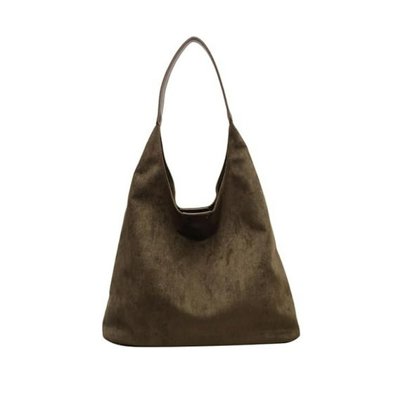 YIMWNYI Faux Suede Tote Bag for Women, Large Capacity Work Handbag, Slouchy Office Shoulder Bag, Stylish Brown Suede Purse, Travel & Shopping Bag, Durable & Spacious
