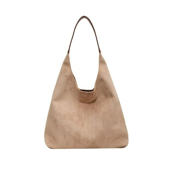 YIMWNYI Faux Suede Tote Bag for Women, Large Capacity Work Handbag, Slouchy Office Shoulder Bag, Stylish Brown Suede Purse, Travel & Shopping Bag, Durable & Spacious