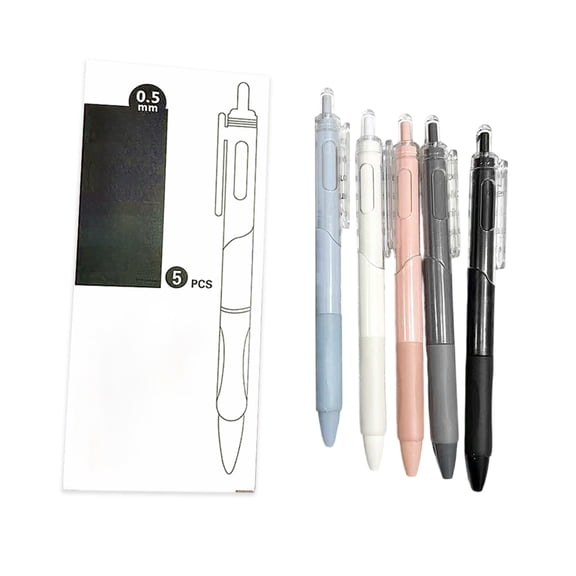 YIMWNYI Fine Marker Pen Set, 5 Pcs Push Action Pens with Replaceable Refill, Smooth Writing, Comfortable Grip, Office and Study Supplies for Note-taking, Exams, and Fast Writing