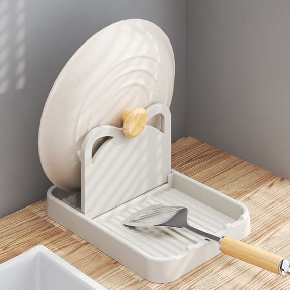 YIMWNYI Foldable Cat Ear Kitchen Lid Rack, Countertop Utensil Holder for Pot Lids, Spoons, Spatulas, Cutlery, Oil Draining & Water Saving, Easy to Clean, Space Saving Design