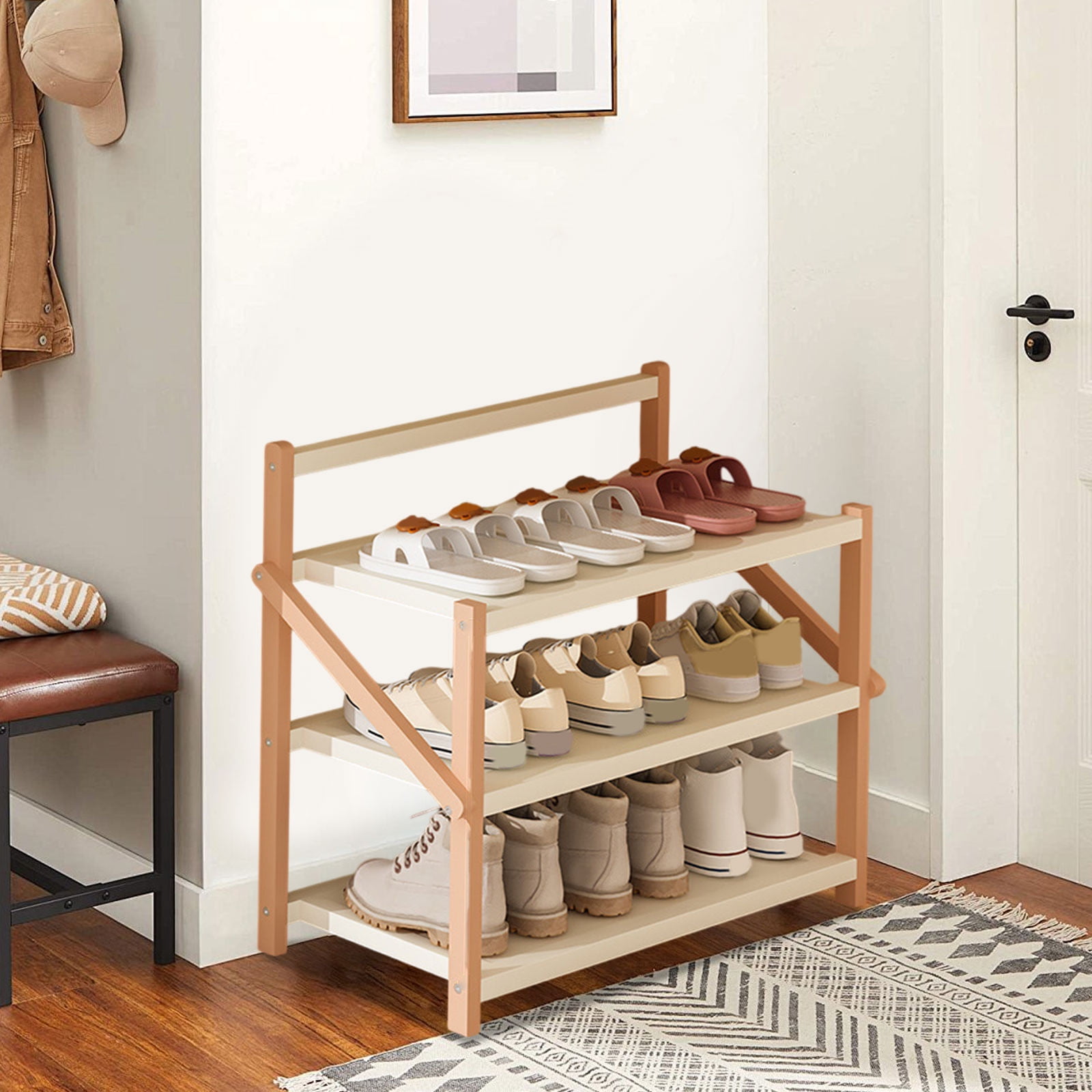 YIMWNYI Folding Shoe Rack, Space-Saving Storage Organizer, Entryway ...
