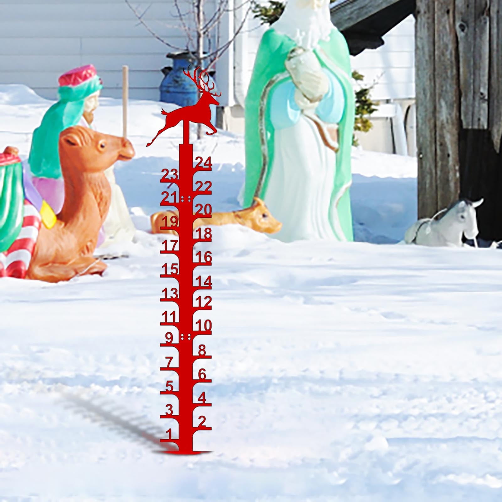 Mini Ruler Christmas YIMWNYI Forged Iron Snowflake Ruler, 24-inch Metal Christmas Snow Gauge ...