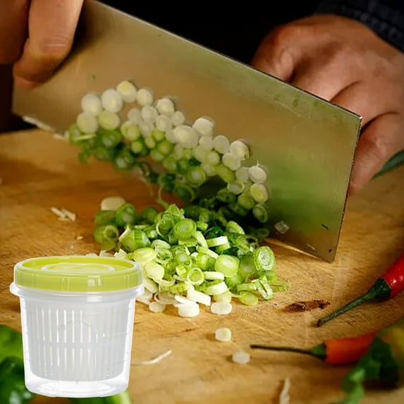 YIMWNYI Fruit and Vegetable Fresh-keeping Box, Food Storage Container, Kitchen Organization, Multi-functional Sealing Box for Green Onions, Ginger, Garlic, Refrigerator Storage, Durable Plastic