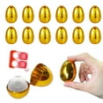 thumbnail image 1 of YIMWNYI Golden Easter Eggs – Fillable Plastic Surprise Eggs for Easter Egg Hunt, 12 Pack, Gold, 2.36x1.69in, Perfect for Treats & Basket Stuffers, 1 of 6