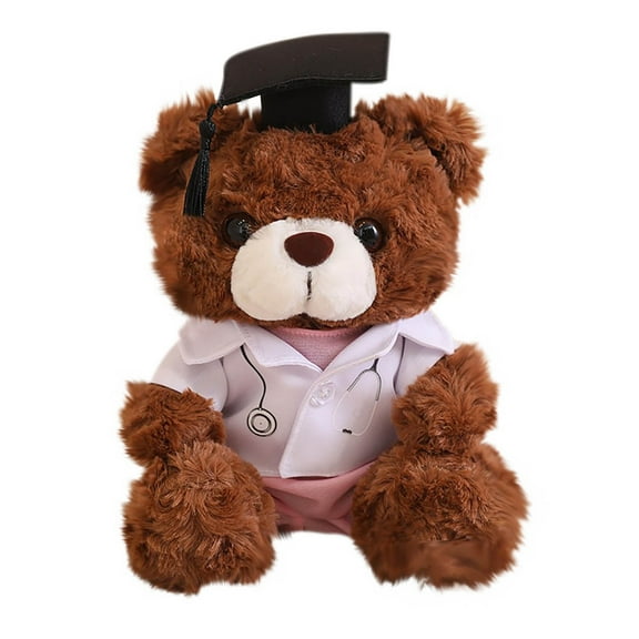 YIMWNYI Graduation Teddy Bear with Doctoral Cap and White Coat, Cute Doctoral Nurse Bear Doll, Soft Plush Graduation Keepsake, Perfect Gift for Healthcare Professionals and Graduates