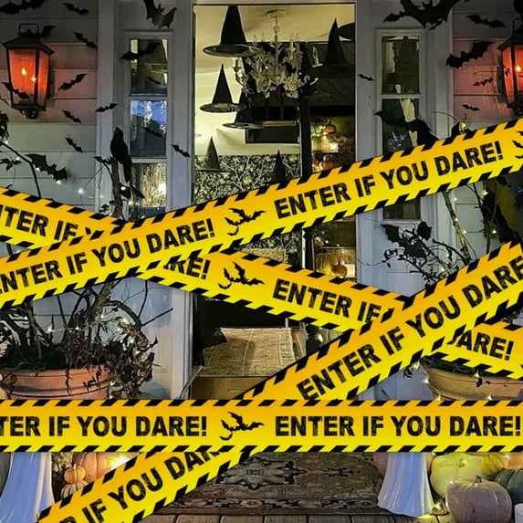 YIMWNYI Halloween Caution Tape, Do Not Enter Warning Ribbon, Party Decoration Barrier Tape, Indoor Safety Barricade, Eye-catching Halloween Decor, High-visibility Warning Tape