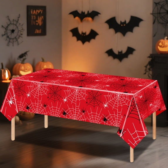 YIMWNYI Halloween Decoration Tablecloth, Cobwebs Pattern, Festive Party Decor, Waterproof Table Cover, Easy Clean and Reuse, Perfect for Halloween Theme Parties, Holiday Table Setting