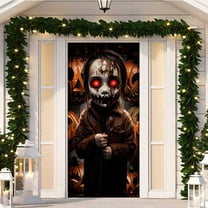 YIMWNYI Halloween Door Cover, Waterproof Polyester Curtain, Halloween Party Decorations, Outdoor Door Curtain for Home, Halloween Decor for Party, Holiday Decorations, Durable Door Decoration