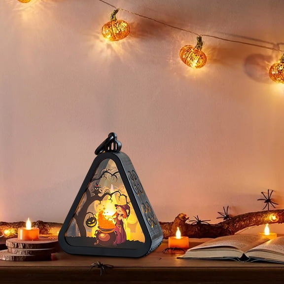 YIMWNYI Halloween Night Light Lantern, Mini Ghostly Decor Lamp, Portable Battery Operated Nightlight, Halloween Tabletop Ornament, Festive Home Decoration, Unique Gift Idea