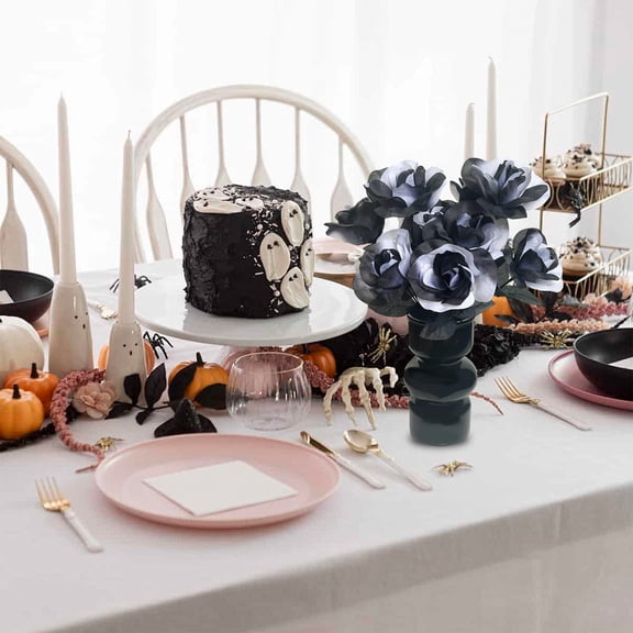 YIMWNYI Halloween Rose Bouquet Gothic Style Artificial Flowers, Spooky Home Decoration, Versatile Centerpiece for Themed Parties, Durable Faux Roses for Year-Round Use, Elegant Gothic Decor