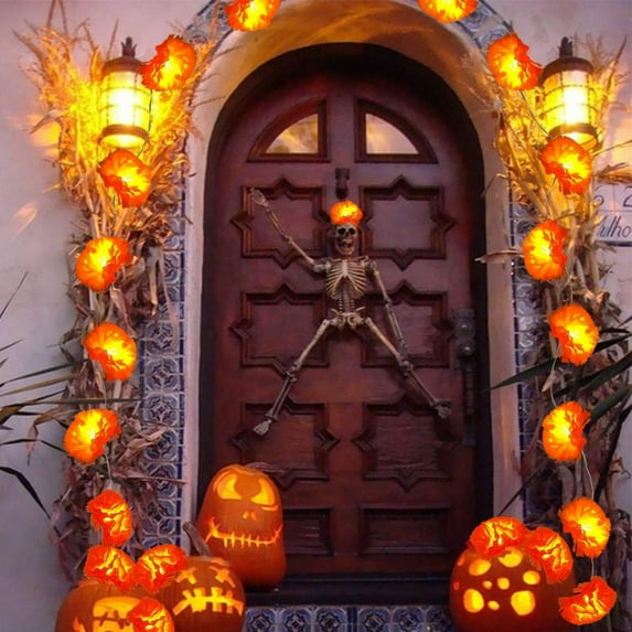 YIMWNYI Halloween String Lights, LED Orange Lights, Battery Powered, Fall Decor for Thanksgiving and Halloween Parties, Indoor and Outdoor Decoration, Festive Lighting for Gardens and Porches