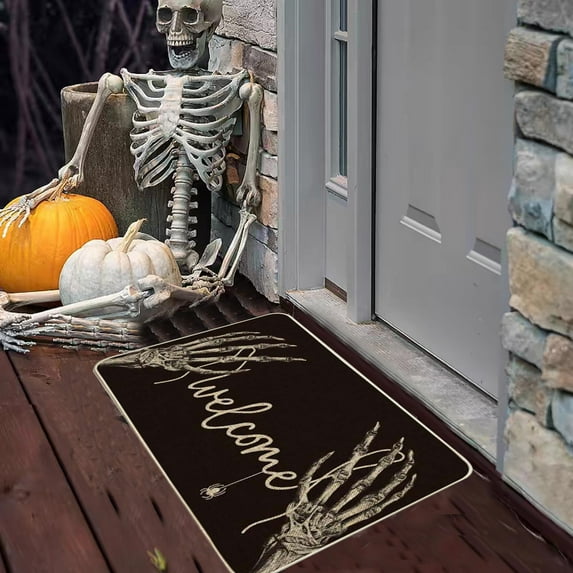 YIMWNYI Halloween-Themed Door Mat, Spooky Entryway Rug, Non-Slip Wiper, Decorative Pumpkin Mat, Perfect for Trick-or-Treaters, Versatile Indoor Outdoor Decor