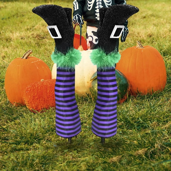 YIMWNYI Halloween Witch Leg Decorations, 2 Pack Prosthetic Yard Stakes, Outdoor Indoor Halloween Garden Decor, Spooky Patio, Porch, Lawn, Party, Haunted House, Scary Scene Accessories