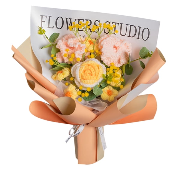 YIMWNYI Hand-Woven Crochet Rose Bouquet - Everlasting Valentine's Day Gift, Artisan Crafted Dried Flower Look for Birthdays & Anniversaries - Unique, Thoughtful Token of Affection