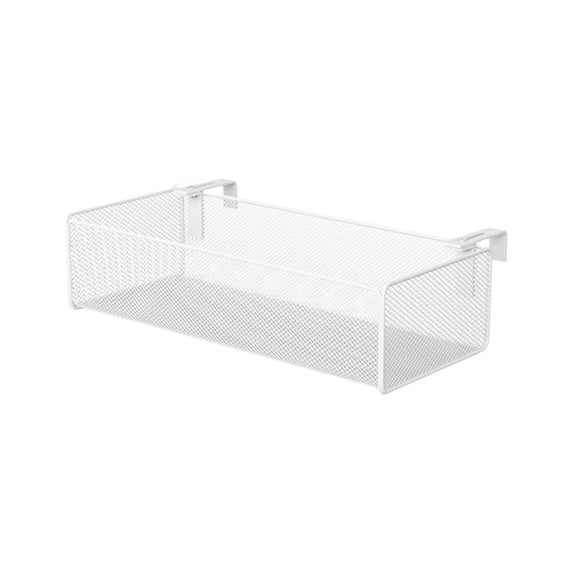 YIMWNYI Hanging Storage Basket, Metal Crib Rail Organizer, Diaper and Cup Storage, Adjustable Hook, Desk Organizer for Office, Small Item Holder, Mesh Design, Durable, Multi-Functional