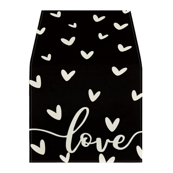 YIMWNYI Heart Table Flag Valentine's Day Decoration - Colorful Flax Table Runner for Dining Table, Wedding, Anniversary, Living Room, and Coffee Table (4 Sizes Available)