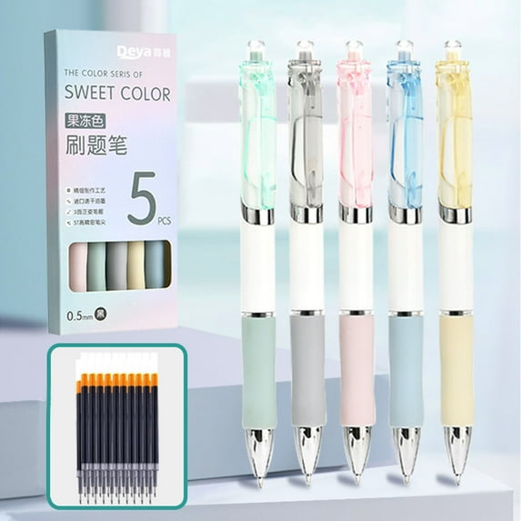 YIMWNYI High Precision Gel Pens, Pack of 5 with 0.5mm Fine Tip, Soft Grip for Comfortable Writing, Fade-Resistant Ink for Long-Lasting Clarity, Ideal for Drawing, Writing, and Note-Taking