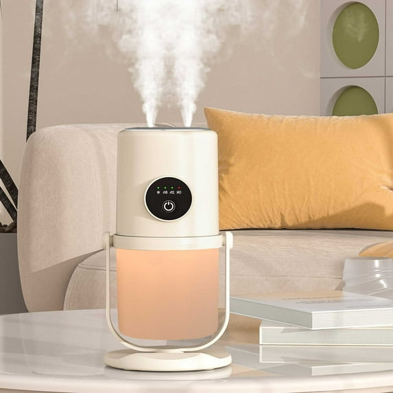 YIMWNYI Home Spray Humidifier - Quiet Cool & Warm Mist, Adjustable Top Desk Humidifier for Bedroom, Large Room, Plants, Beige/White